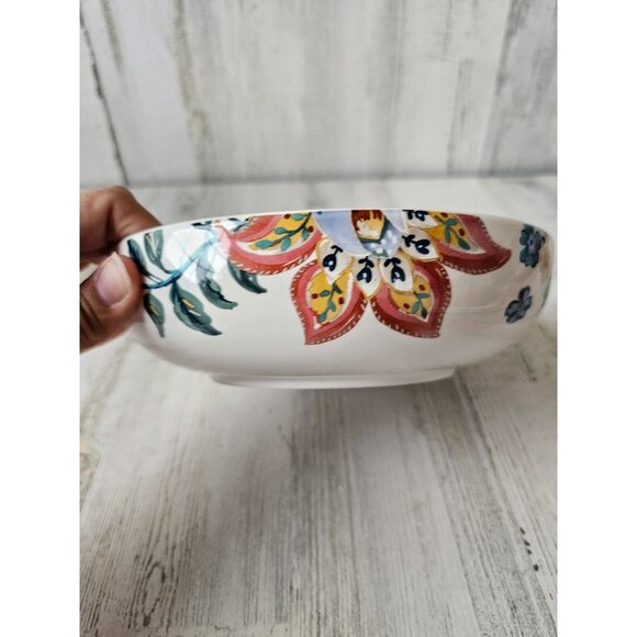 Pier 1 flower Bohemian serving a bowl platter salad ironstone spring - Picture 3 of 7